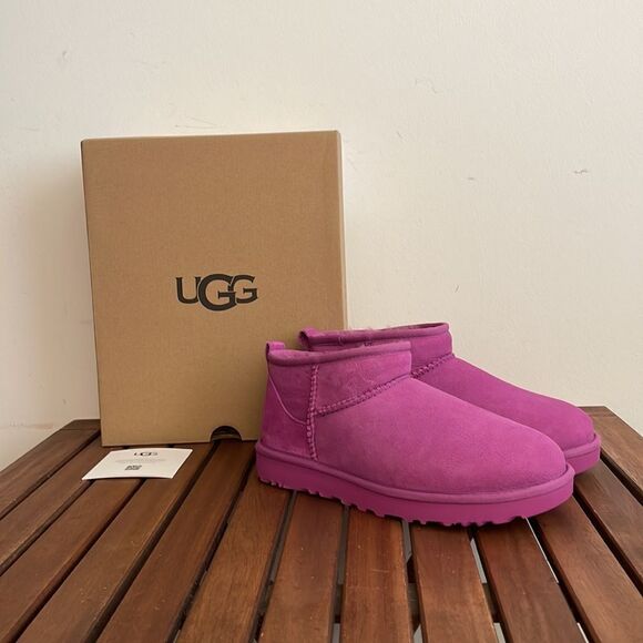 UGG Classic Ultra Mini Booties Mangosteen USA Women Size 9/UK 7/EU 40 - Picture 3 of 15